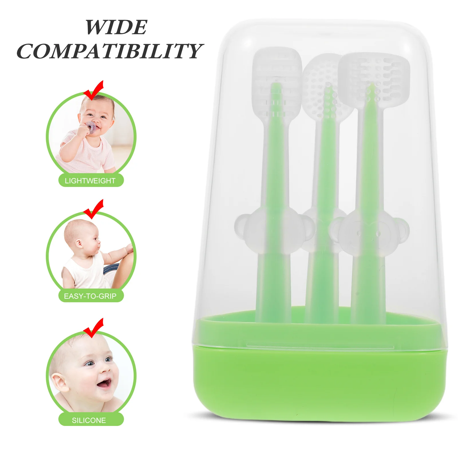 1 مجموعة الطفل العناية بالفم الوليد لينة فرشاة أسنان من السيليكون مجموعة الرضع اللثة فرشاة اللسان الأنظف لطيف تنظيف الاطفال فم كامل #3