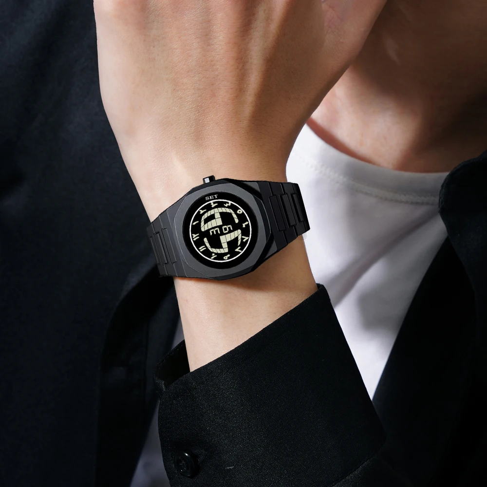 Middle East Arabic Numeral Watch Large Digital Dial Multifunctional Waterproof LED Digital Watch Men's Business Watch