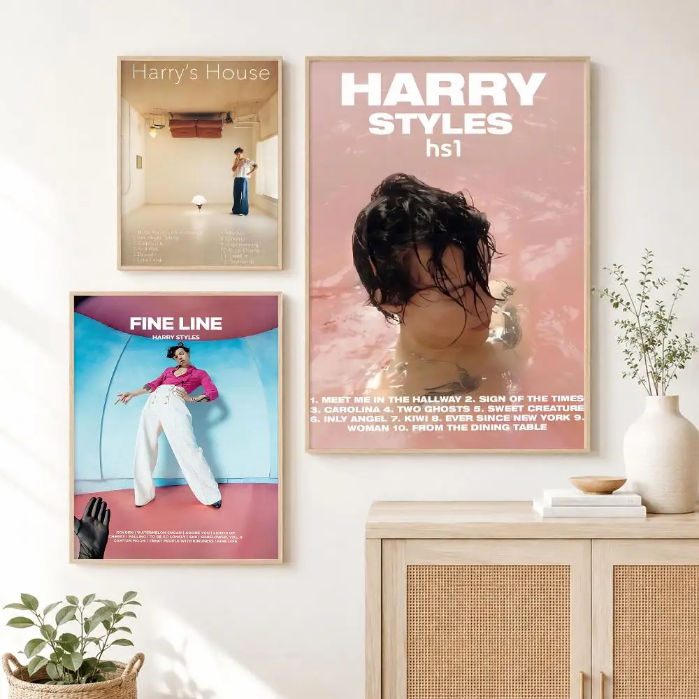 Hot Singer H-Harry Styles Album Cover Poster Self Adhesive Wall Art Decor for Bedroom Living Room Office Home Decor Gift