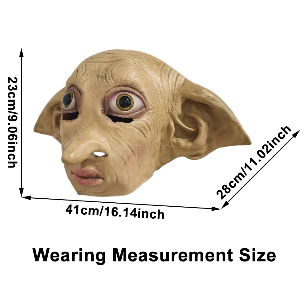 1PC Cute Dobby Mask Elf Cosplay Costume Props Halloween Carnival Party Helmet Dobby Head Cover Vivid Dress Up Latex Masks prop