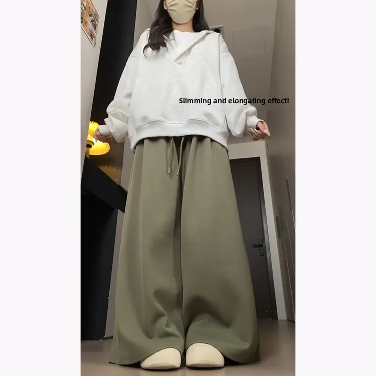 Military ein Dstring-Jogginghose für Damen, 2025, neue Frühherbst-Lazy-SLE-amerikanische Sporthose, drapiert, schlankmachend, bodenlang...