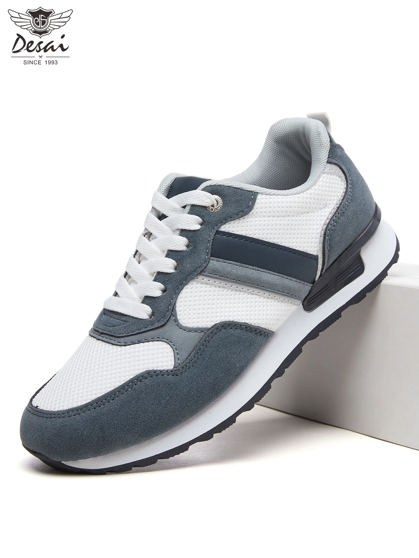Zapatillas deportivas retro de color contrastante para hombre, de la marca Desai, con cordones, ligeras, para uso casual y para correr, con suela gruesa antideslizante, ideales para el día a día, la oficina y actividades al aire libre.