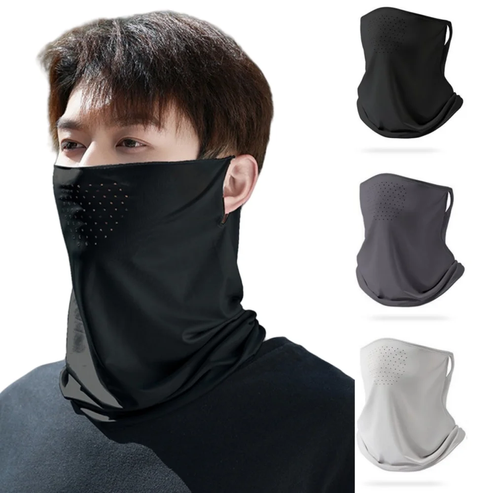 Men Summer Sports Black Mesh Ice Silk Bandana Running Tube Scarf Hiking Ski Fishing Hunting Cycling Snowboard Soft Scarves Women