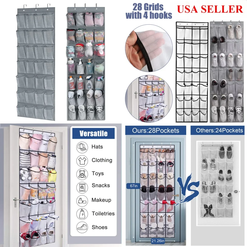 

Shoe rackOver Door Shoe Organizer 28 Pocket Hanging Storage Rack for Closet Door Hanger Holder Multifunctional Space Saving Shoe