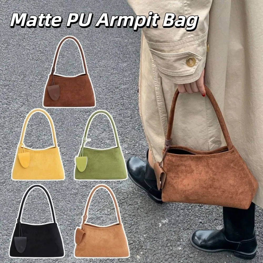 

Korean Style Matte PU Armpit Bag with Eyeglasses Holder Solid Color Large Capacity Handbag PU Leather Large Capacity