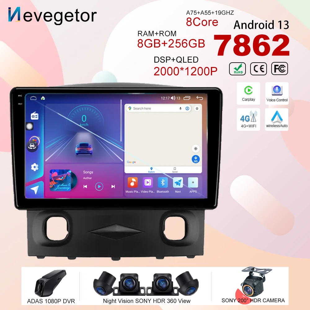 

Car Android 13 GPS Navigation For Ford Escape 1 2007 - 2012 Auto Radio Stereo Multimedia Player High-performance CPU 5G wifi BT