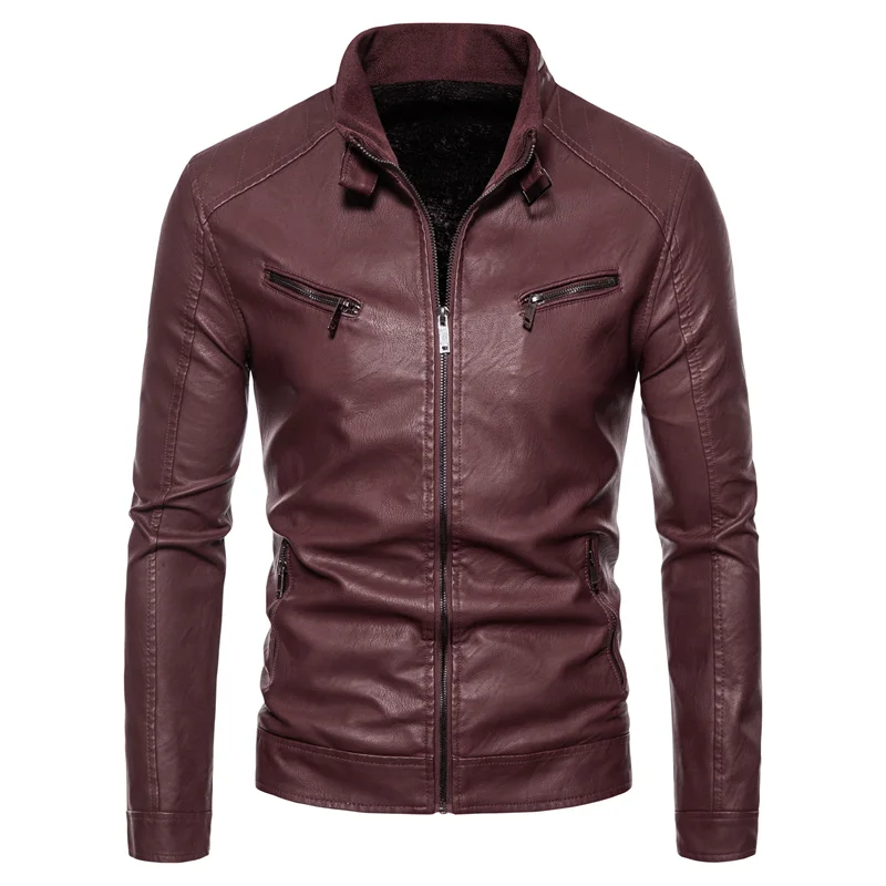 

Men Outdoors Riding Padded Biker Leather Jackets Casual Korean Style Leather Jackets Men's Motorcycle Jacket Stand Collar Blazer