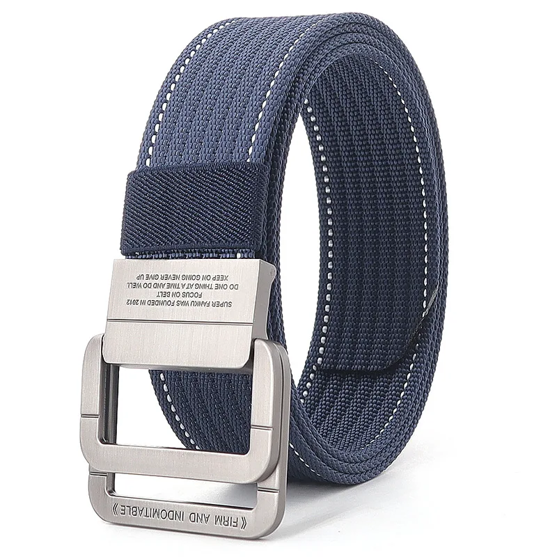 Double Ring Buckle Polyester Webbing Belt Hardened Alloy Shell Continuous Interwoven Fiber Layer Breathable Strap Anti Abrasion