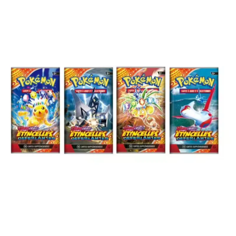 Novo 360 pçs cartões pokemon francês cachoreta violeta 151 flammas obsidiens pokémon booster batalha transação cartão crianças brinquedo