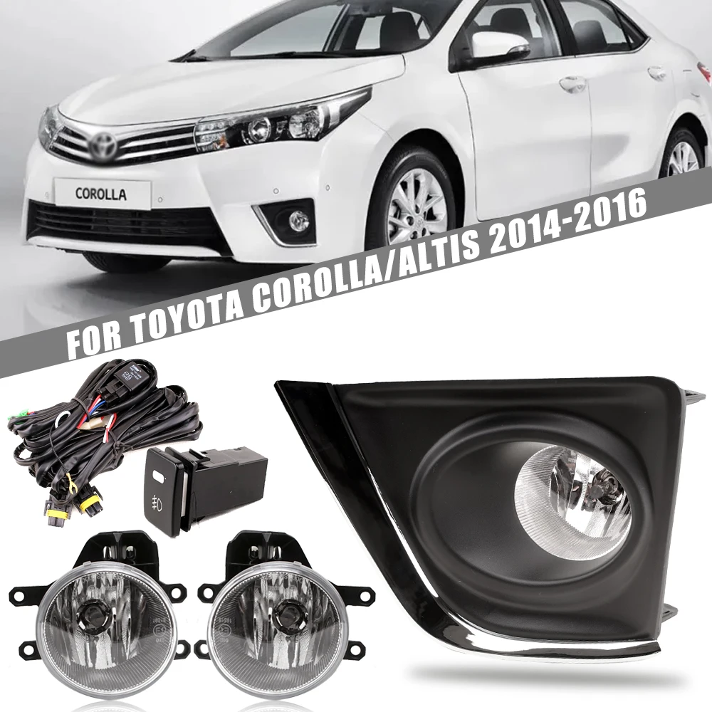 

Front Bumper Fog Lamp Upgrade Kit FOR TOYOTA COROLLA ALTIS 2014 2015 2016 Version Additional Foglight Set Switch + Wiring