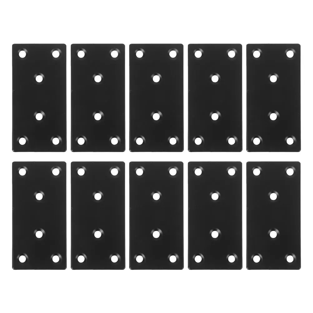 

10pcs Black Fence Brace Steel Flat Plates niture Connectors Black Brackets Durable Easy Straight Bracket Install