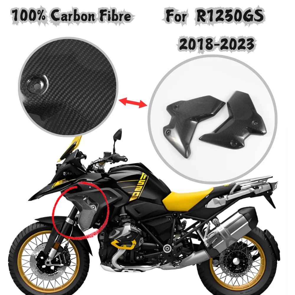 Motorcycle Carbon Fibre Front Radiator Guard Frame Side Panel Fairing Cover For R1250GS R1250 GS 2018 2019 2020 2021 2022 2023