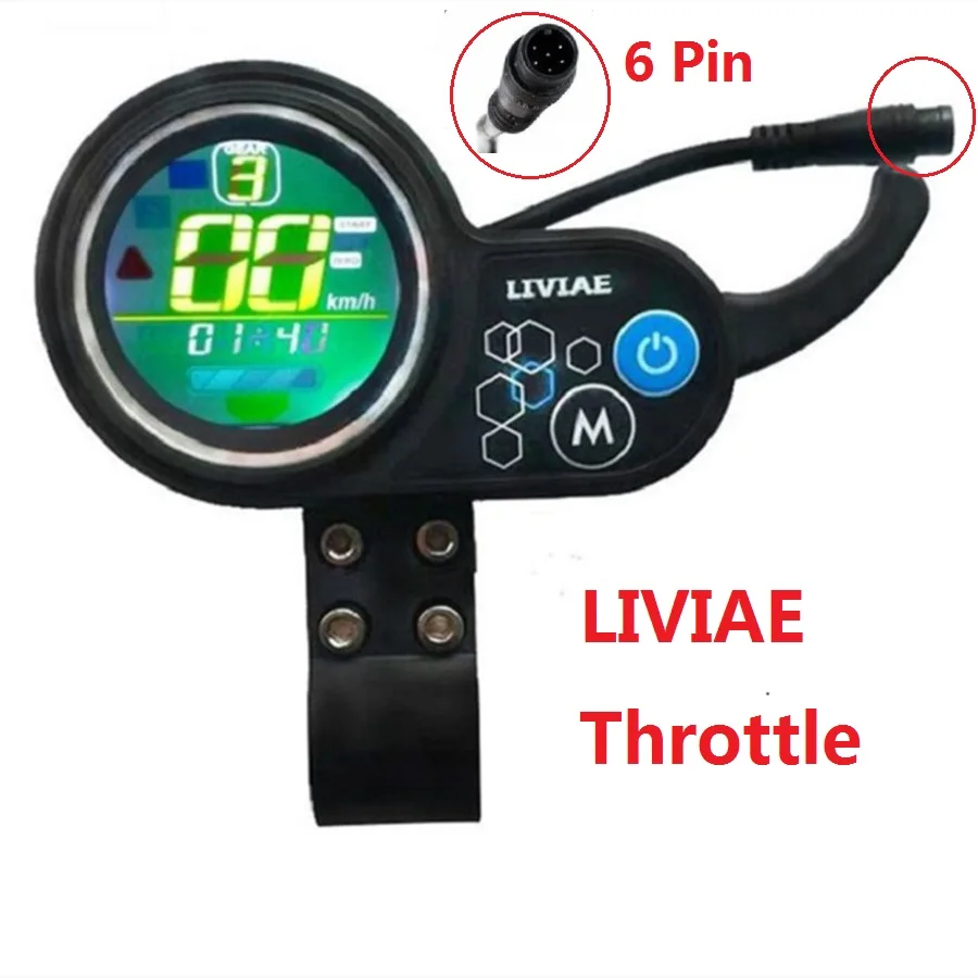 LIVIAE 36V-48V LCD Display Panel 6 Pin Thumb LIVIAE Throttle Accelerator For Electric Bicycles Scooter Part