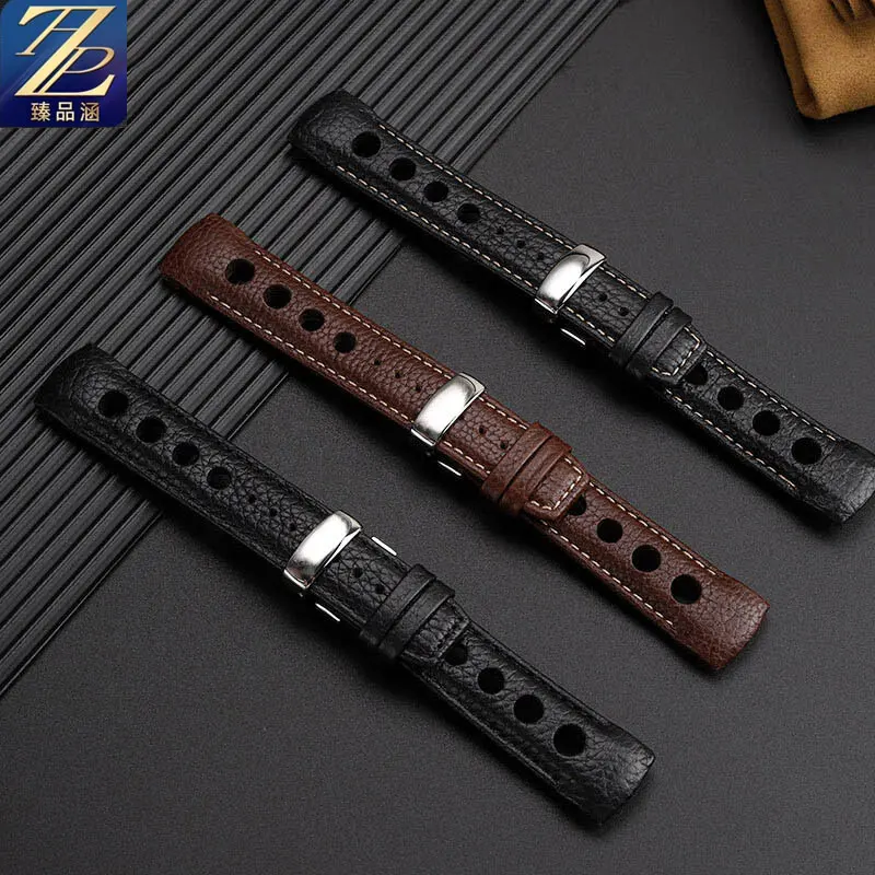 20mm curved cowhide watchband for 1853 Tissot PRS516 racing series T044430A T044417 genuine leather watch strap men's wristband