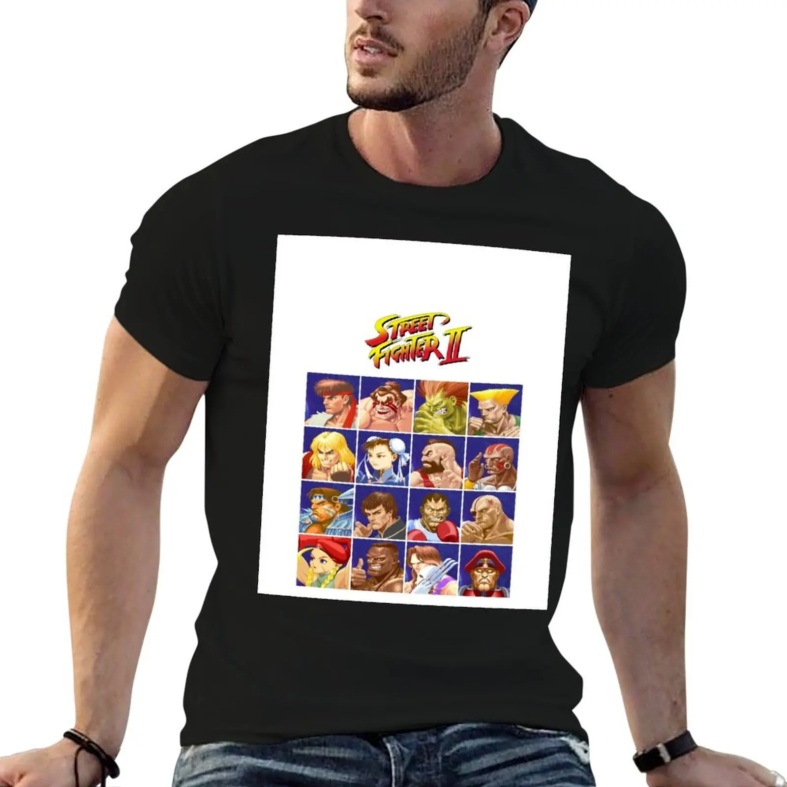 Street Fighter II Select Character T-Shirt Soft Anti-Shrink Cotton Tee