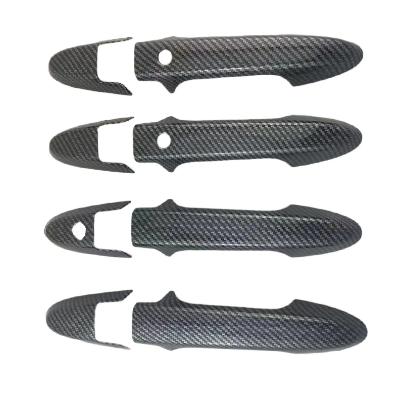 ملصقات السيارات الكروم الفضة ألياف الكربون غطاء مقبض الباب لهوندا سيتي 2014 2015 2016 2017 2018 2019 2020 #1