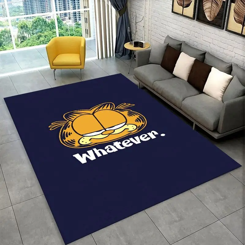 Cartoon Funny G-Garfield Cat Carpet Rug for Playroom Bedroom Living Room Sofa Home Decor,Game Area Rug Non-slip Floor Mat Fest