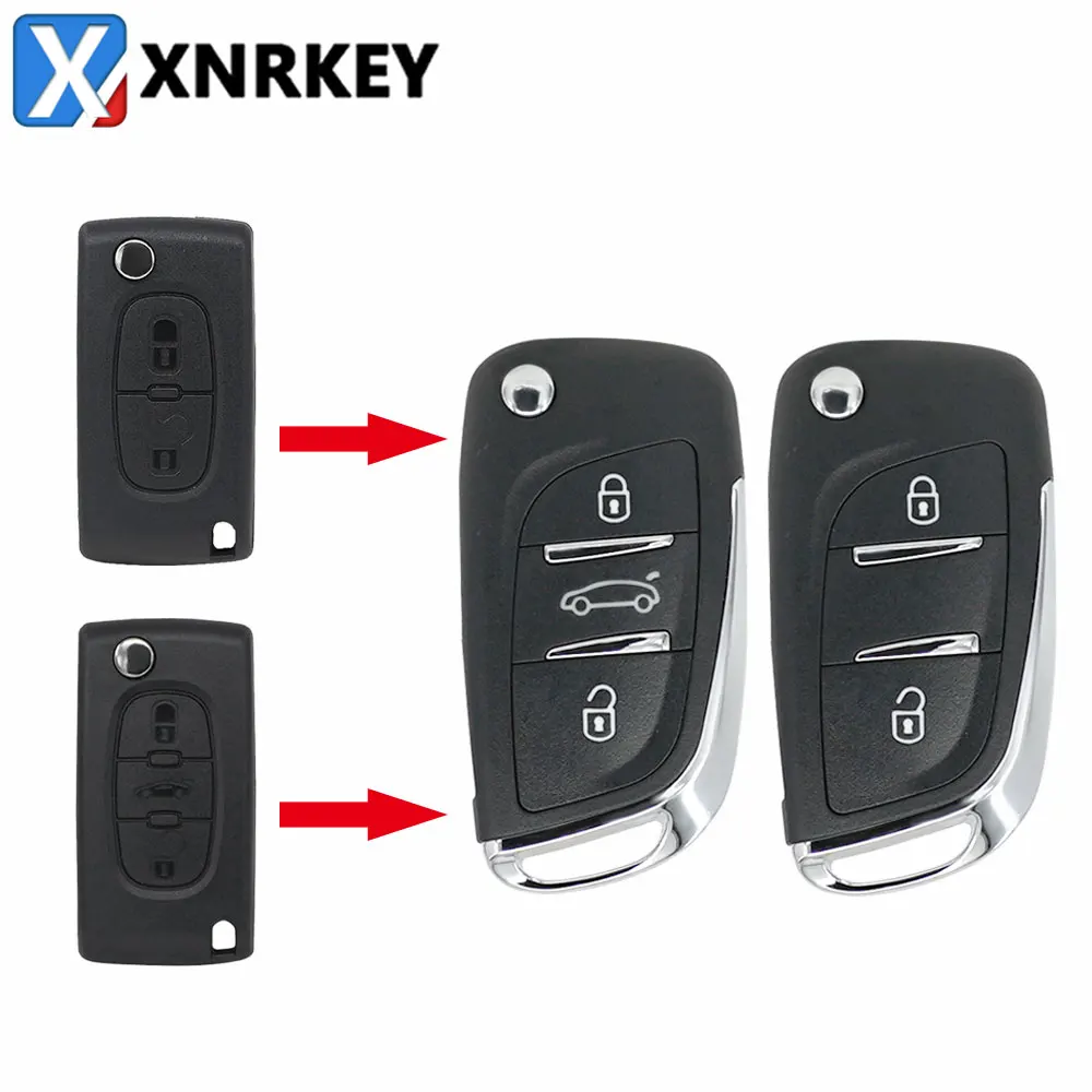 

XNRKEY 2/3 Button Modified Remote Key Shell Fob for Peugeot 207 307 407 408 for Citroen C4 C2 Flip Car Key Case CE0523/CE0536