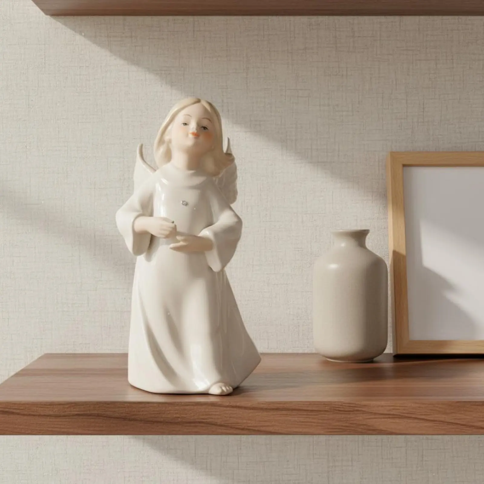 4 Pieces Ceramic Angel Figurine Cute Angel Figurine Cherub Sculpture Gift Home Decor Creative for Girls, Shelf Display