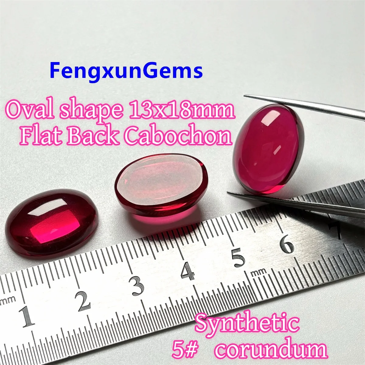 Blood Red Corundum 4x6~18x25mm 1/3/5pcs Oval shape Flat Back Cabochon Loose Synthetic 5# Ruby Beads For Woman\'s Ring Necklace