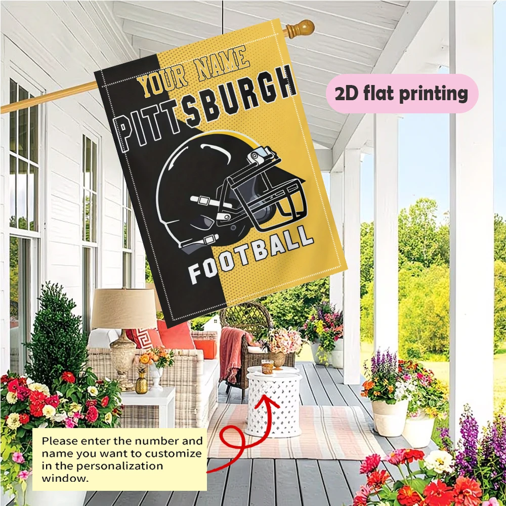 1pc double-sided Customizable Football Helmet Garden flag personalized custom Name garden decoration 30*45cm(12x18in) view 2