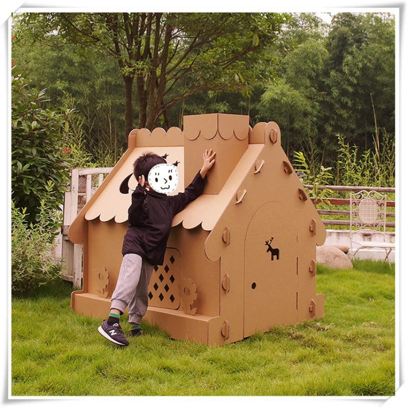 Bricolage boîte en papier faite à la main enfants jouet maison modèle papier à colorier modèle ensembles de construction créatif maternelle enfants jouet modèle maison