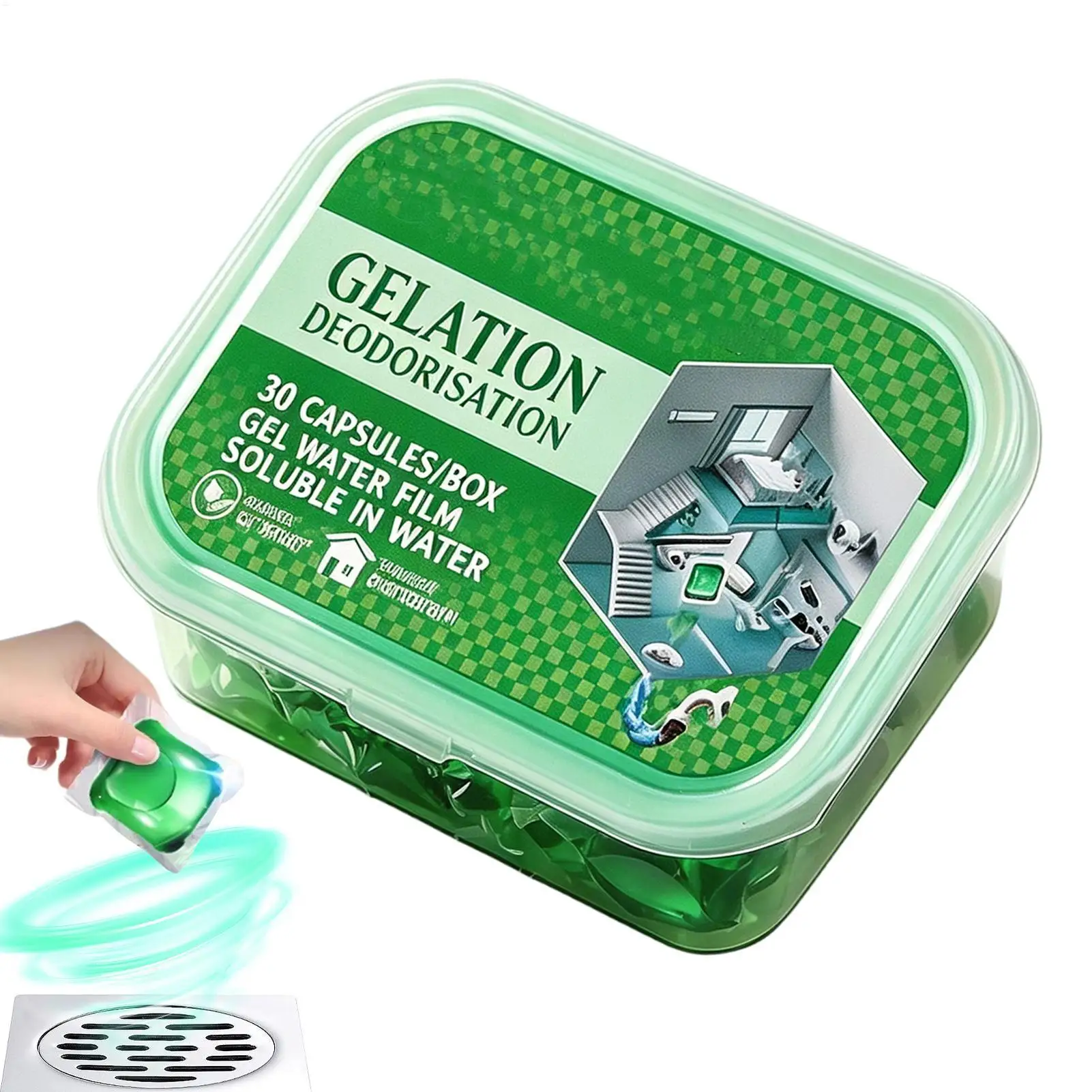 Sewer Deodorant Cleaner Odor Removal Drain Unblocker Water Soluble Scented Gel Airs Freshener for Kitchen Bathroom Drains