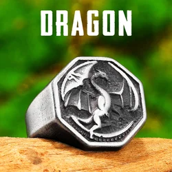 Vintage Black Evil Dragon Animal Men Rings Stainless Steel Women Jewelry Punk Rock Cool Stuff Fashion Accessories Gift Wholesale