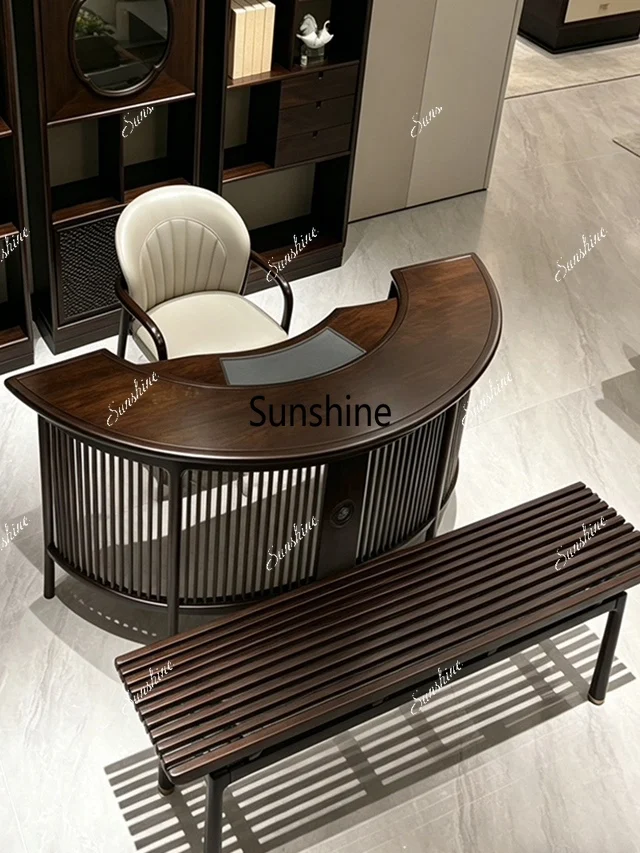 

New Chinese light luxury tea table and chair combination solid wood office Zen custom tea table