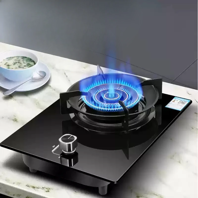 Fornello a gas a risparmio energetico con regolazione a 5 fiamme, bruciatore a gas GPL/naturale incorporato, accensione automatica con supporto in ghisa di livello commerciale