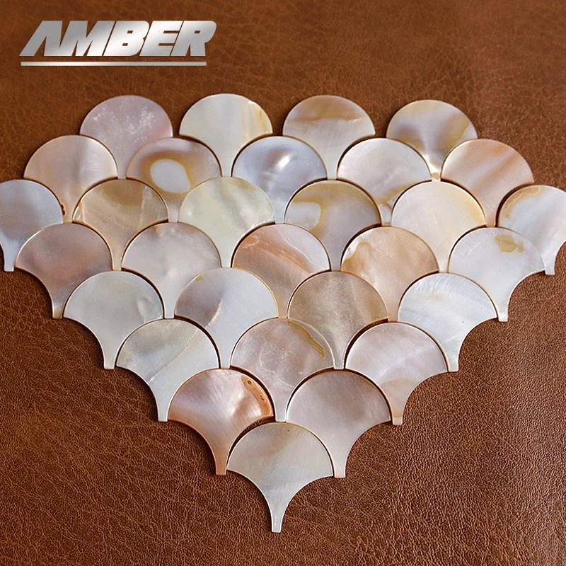 

25pcs Mother of Pearl Mosaic Tiles Natural Shell Tiles fan shape fish scale Mosaic Pieces for Home Decoration Crafts artemop