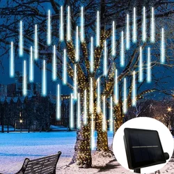 Fairy Holiday Lamp 30/50cm LED Solar Meteor Shower Rain String Light 8 Tubes Party Wedding Christmas Tree Garden Yard Decoration