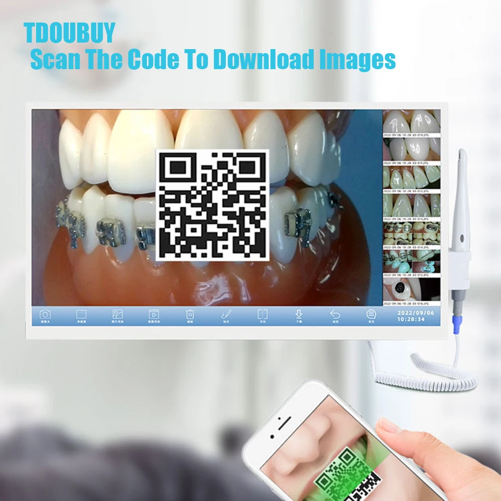 TDOUBUY 4K UHD Dentystyczna Kamera Intraoralna - Wodoodporny Ekran Dotykowy IP67 z Certyfikatem CE dla Klinik Dentystycznych/Chirurgii Ustnej