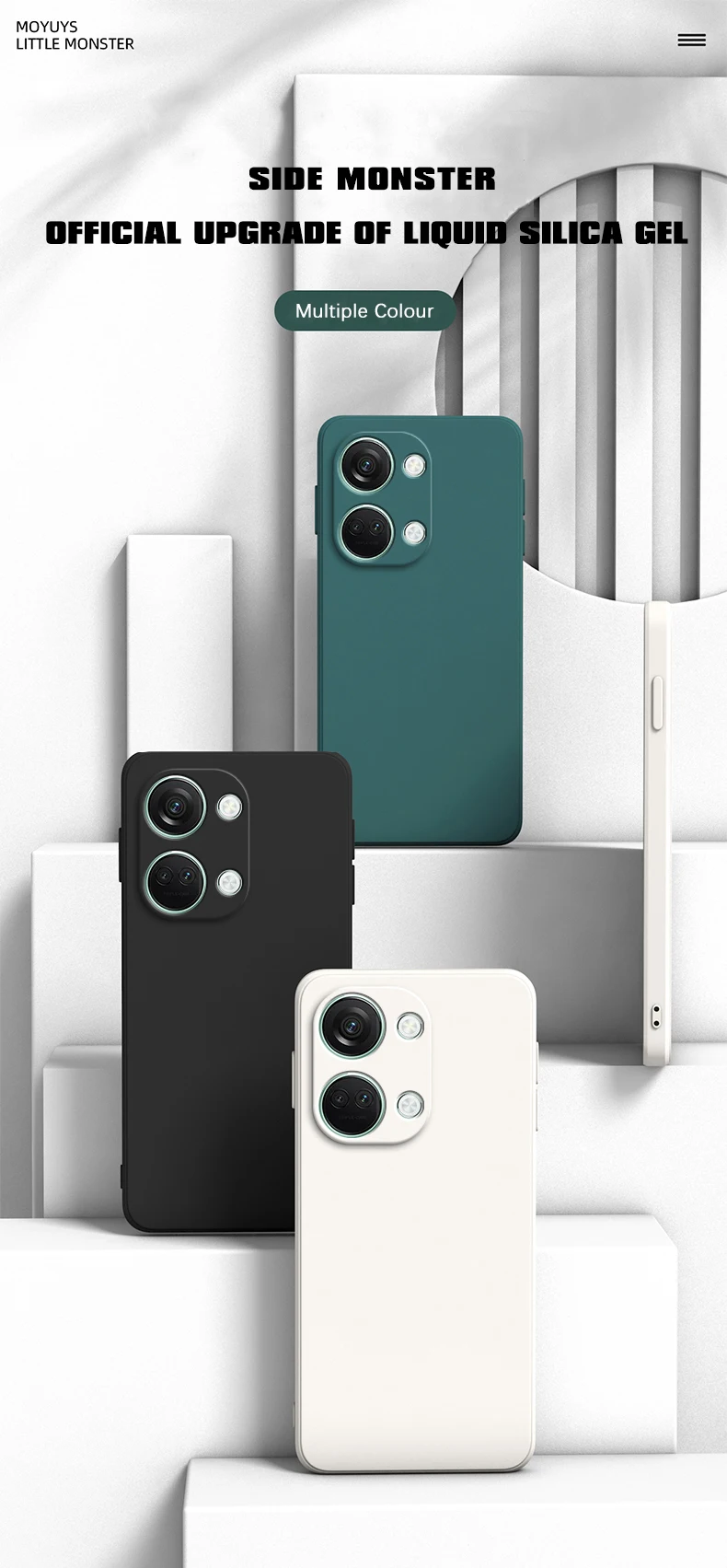 Einfache, schlichte Handyhülle für Oneplus Nord 3, Nord3 5G, Bonbonfarben, weiches, quadratisches, flüssiges Silikon, interne Beflockung, Gehäuse – Detail 1