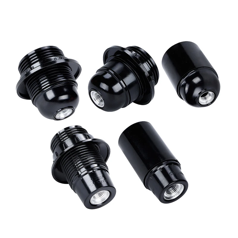 Black E27 Self-locking Bakelite Lamp Holder E14 Aluminum Cap Screw LED Light Head Socket Floor Desktop Light Bulb Base 4A 250V