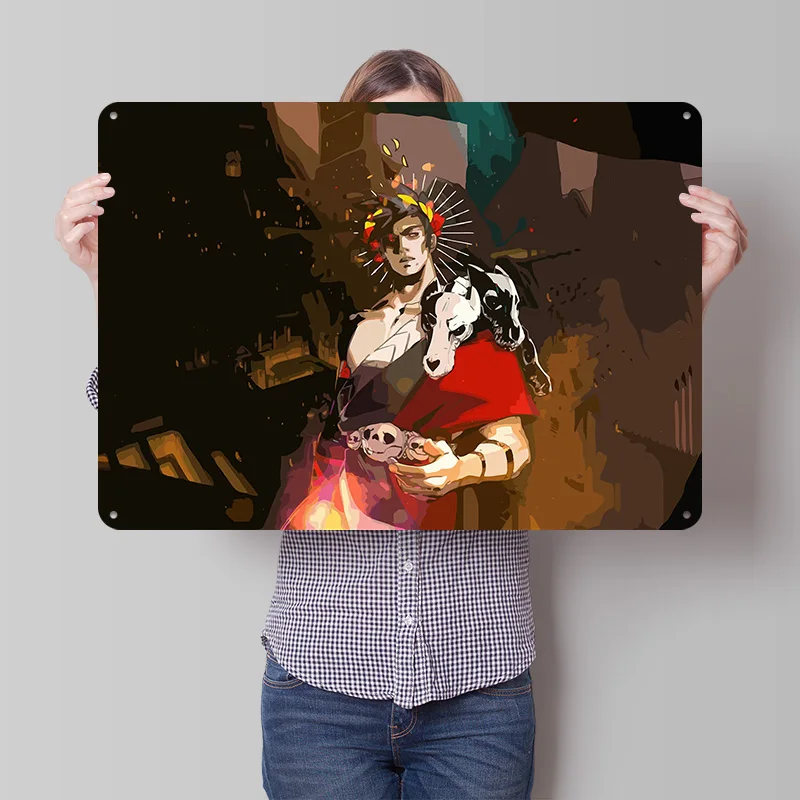 Hades Game Art 3D Printed Texture Poster Personalized Wall Art Retro Metal Tin Signs for Vintage Decor Luxury Decoration Home