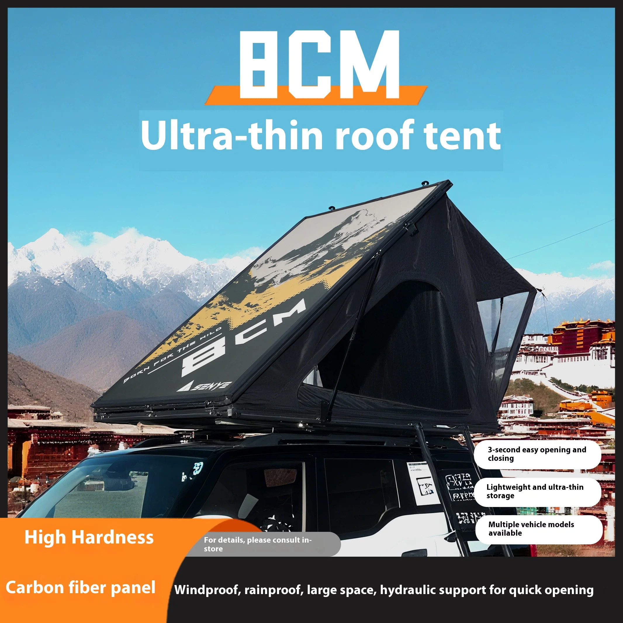 ！@Ultra-Thin 8CM Traveler SUV Tent Lightweight ICAR Waterproof Car Tent with Oxford Fabric Roof Tent for Cars