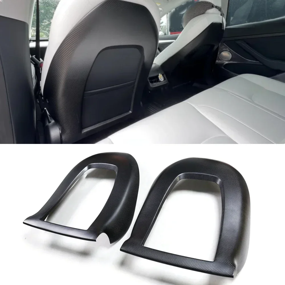 Dry Carbon Fiber Cover for Tesla Model Y 2021 2022 2023 2024 Matte Gloss Carbon Interior Accessories Seat Back Frame Sticker