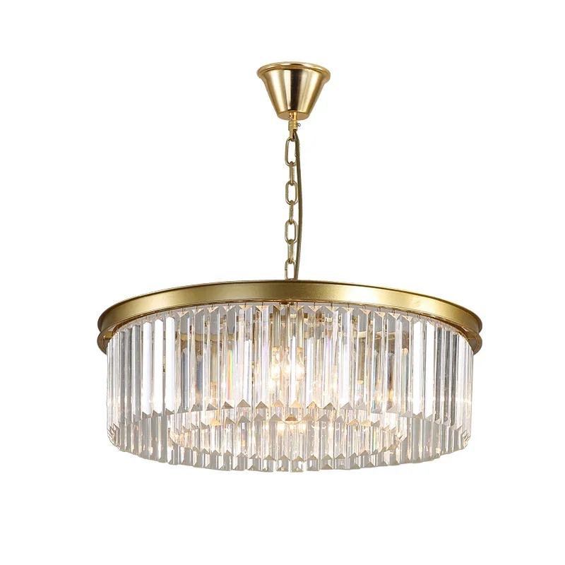 Imagem -06 - Americano Retro Ouro Preto Metal Led Luzes Pingente Chandelier Cadeia Suspensão Lustre Cristal Lâmpada de Suspensão Luminárias Loft E14 k9