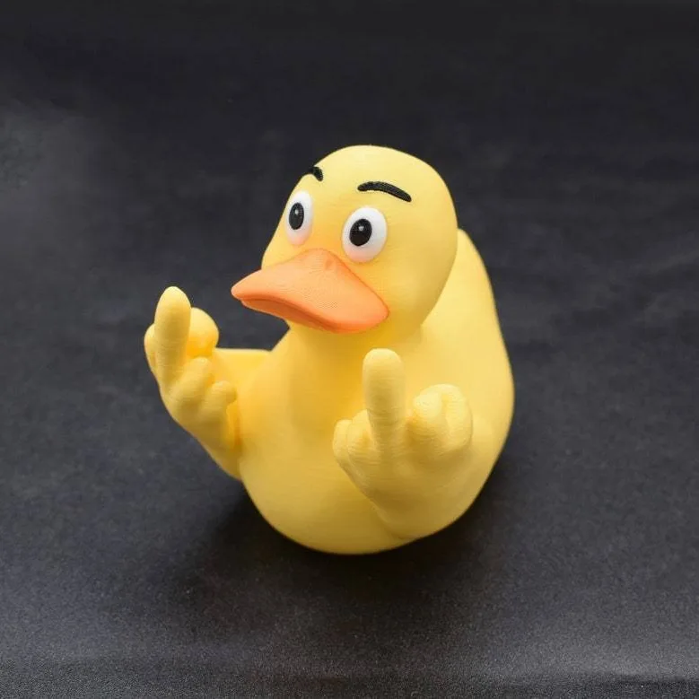 Cross-border duck with two hands and a middle finger ornament, home garden resin handicraft design ornament, cute duck swimming