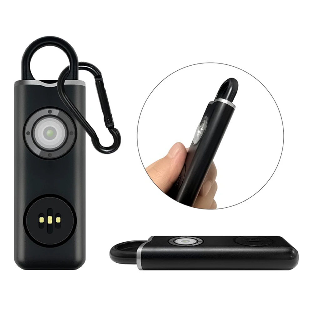 Self Defense Alarm 130dB Loud Self Defense Keychains Rechargeable Self Defense Electronic Device Flashlight for Girl Child Women