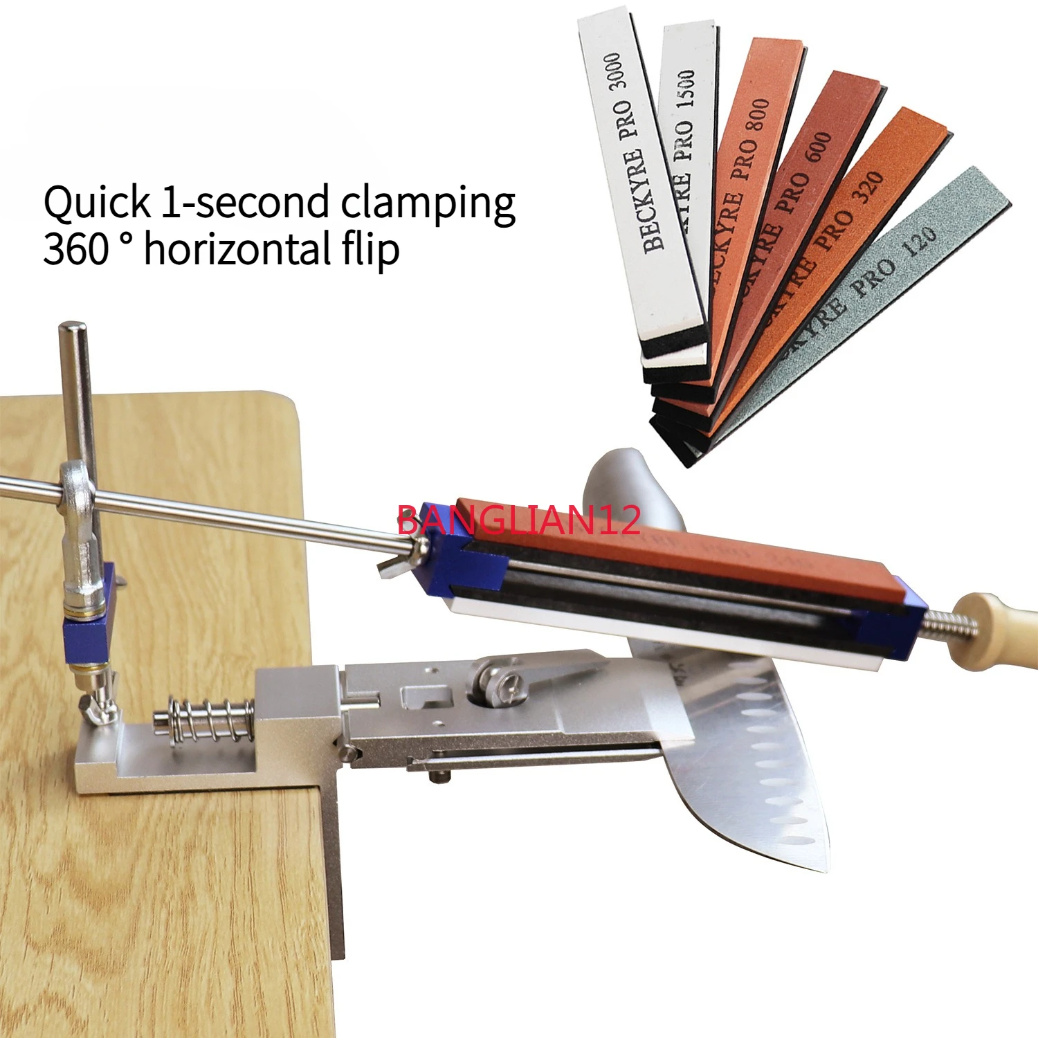 Fixed angle professional knife sharpening tool, turning horizontally, quickly clamping the knife sharpener