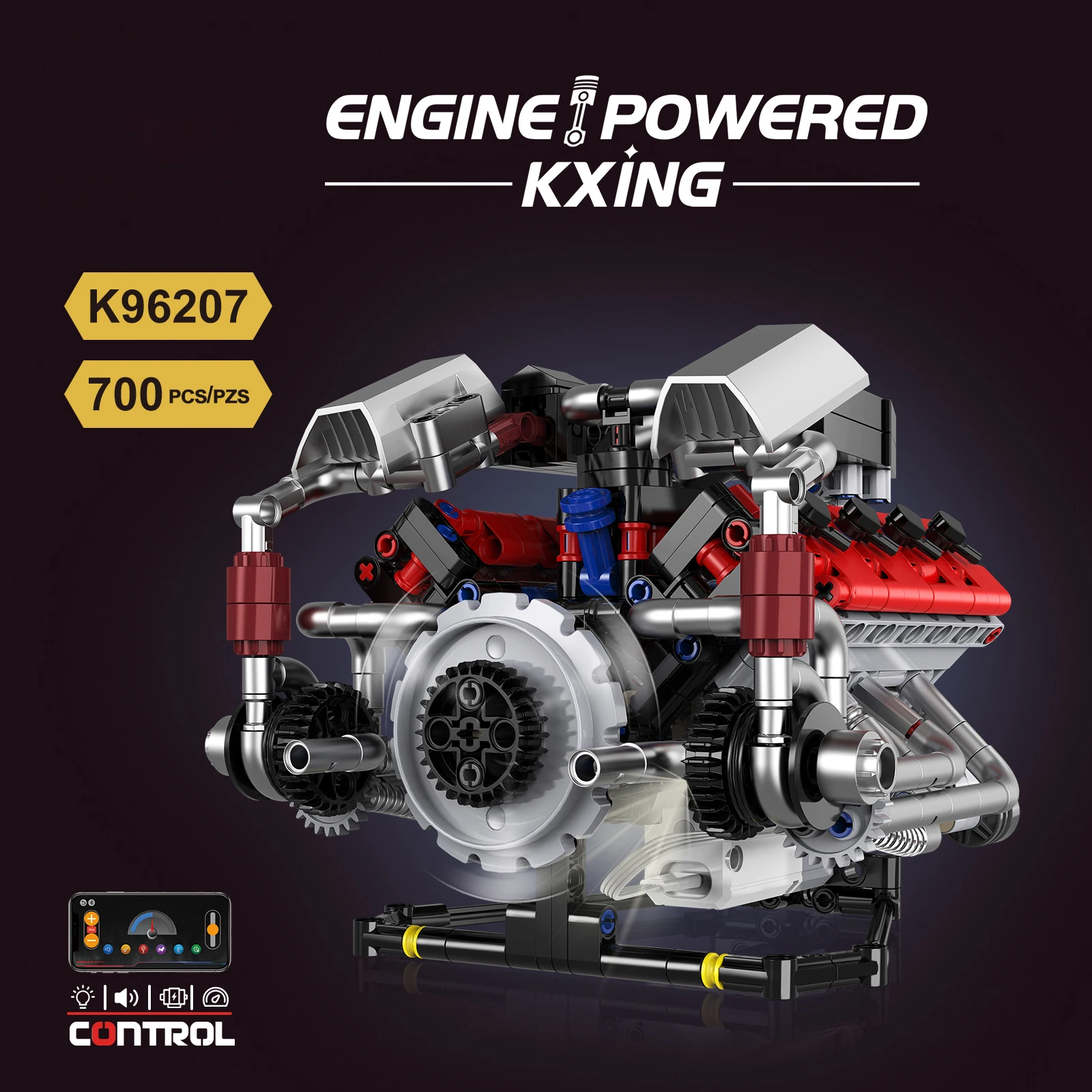 

700 PCS sports car racing mechanical engine assembly, electric building block toy model assembly, boy's educational toy gift