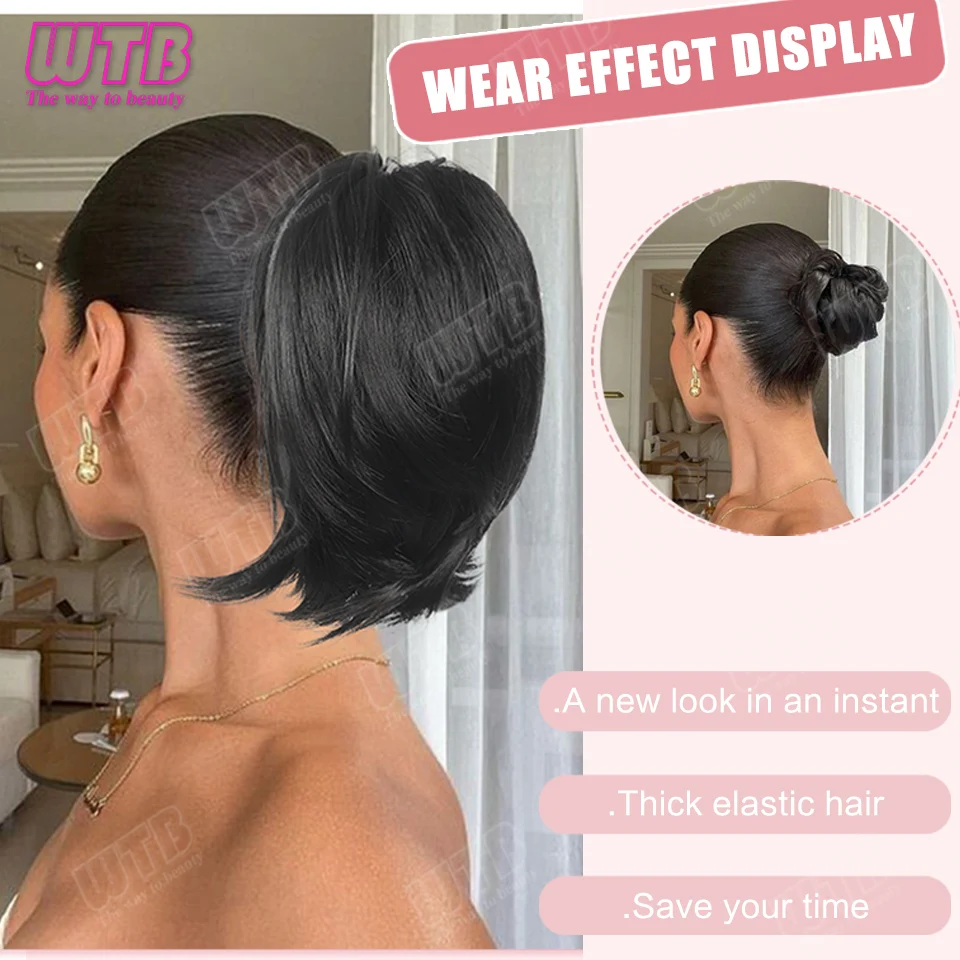 WTB Synthetic Ponytail Wig Women's Large Claw Clip Style Straight Ponytail Wig Suitable for Everyday Wear and Wedding Events