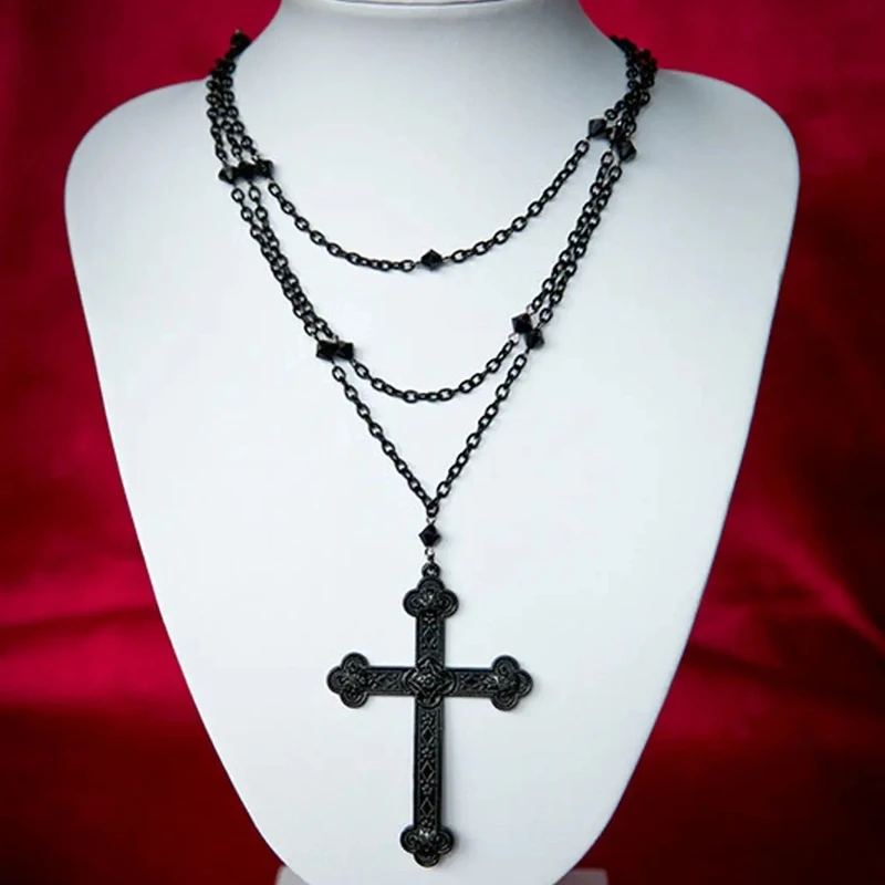 New Halloween Black Cross Gothic Necklace Clothing Jewelry