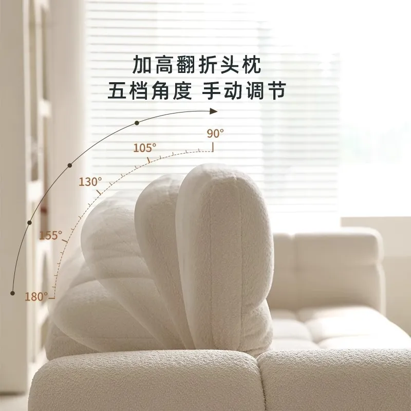 Cloud marshmallow electric retractable sofa, bed small apartment light luxury cream style lamb wool sofa