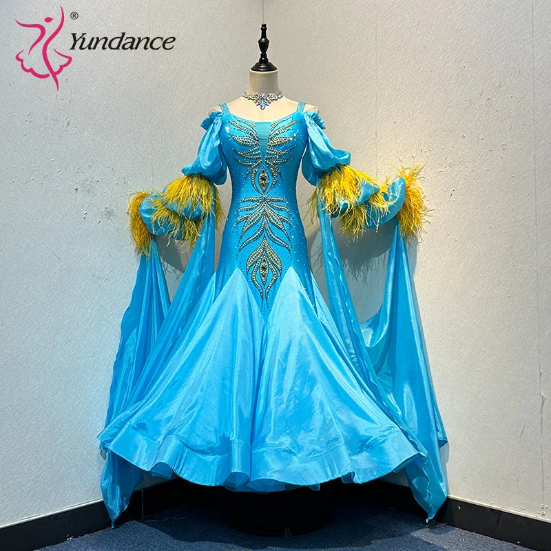 B-23206 Custom New International Standard Ballroom Dance Dress High Quality Pearl Silk Ballroom Dance Dresses for Sale