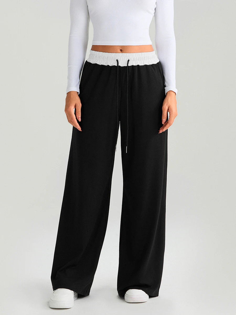 Women s Wide Leg Trousers High Waist Color Block Palazzo Pants with a Relaxed Fit for Stylish Everyday Wear