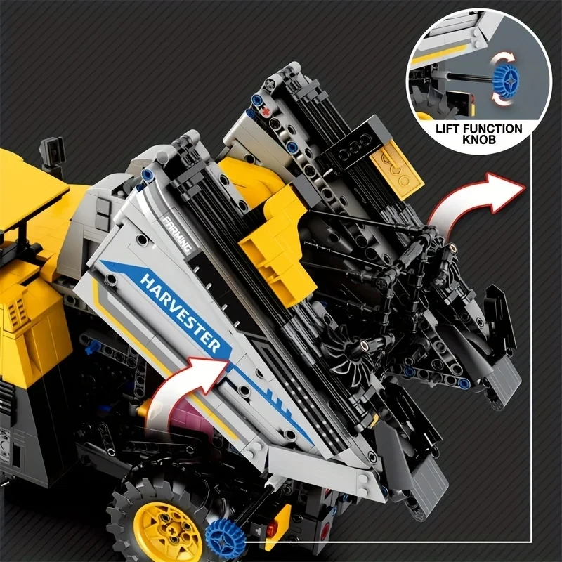 وحدات بناء سيارات تعمل بالتحكم عن بعد للأطفال ، آلة حصاد عنب ، مركبة هندسة زراعية ، نموذج طوب إلكتروني ، ألعاب كهدايا #4