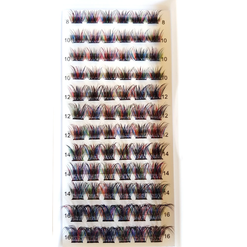 Mix Color Russian Volume beam Eyelashes Segments Natural Lashes DIY Cluster Eyelashes Segment Lashes Mixed size Rainbow Eyelash